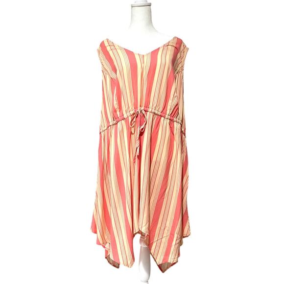 NWT Torrid Plus Challis Babydoll Hanky Hem Top Multi Stripe Pink Orange Size 4x - Picture 2 of 9